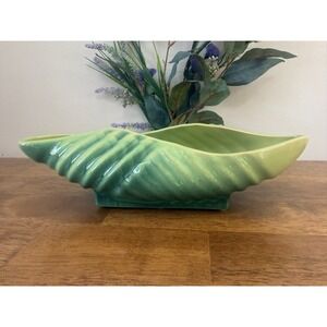 Vintage California Pottery Green Drip Glaze Planter Bowl Mid Century Modern